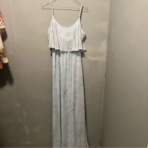 Show Me Your MuMu Light Blue Floral Maxi Dress with Ruffle Bodice